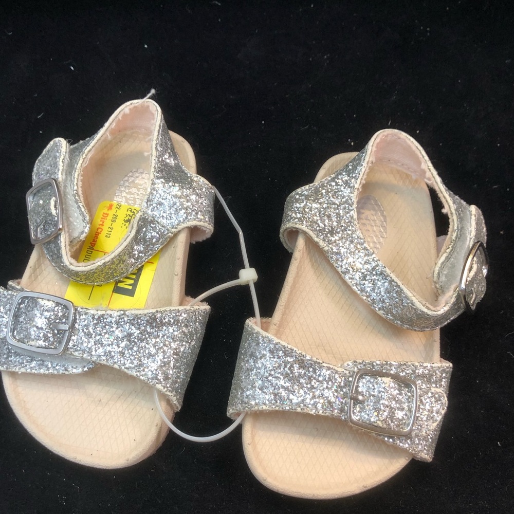 Dr. Scholl's Girls' Silver Glitter Double Buckle Sandals